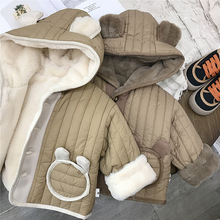 24冬季新款男童加厚绗棉连帽外套加绒保暖棉衣潮儿童卡通外套外贸