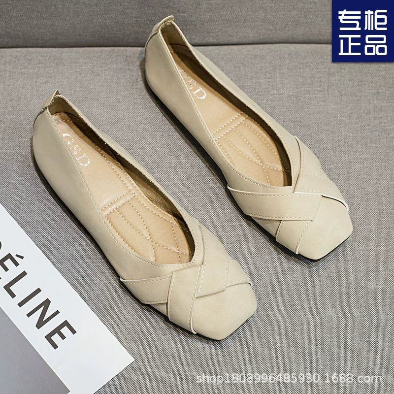 Однослойная обувь женская в стиле Chanel, 2023, новая модная без шнуровки с квадратным носком, с мелким ртом, универсальная удобная модная обувь