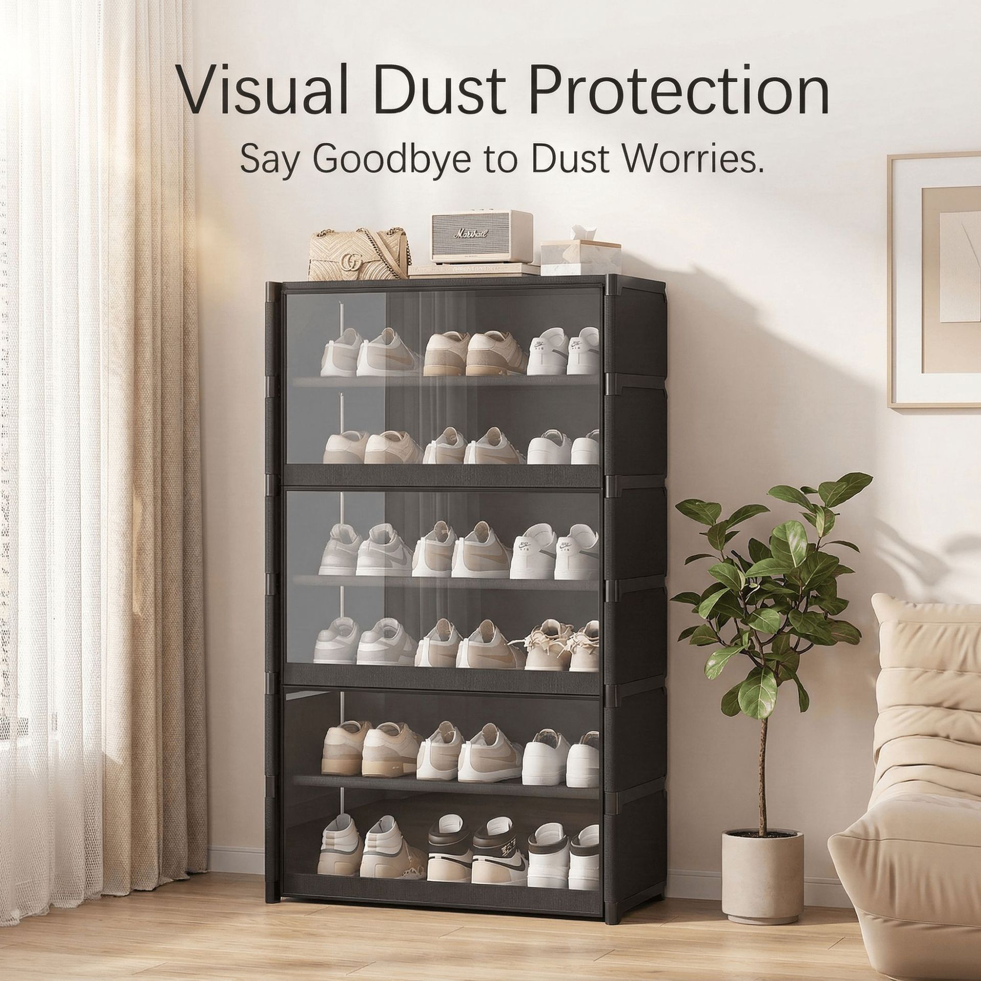 Shoe Rack for Storing Shoes at the Entrance, Multi-Layer Household Dust-Proof Shoe Cabinet for Hallway, Large Capacity Entryway Cabinet