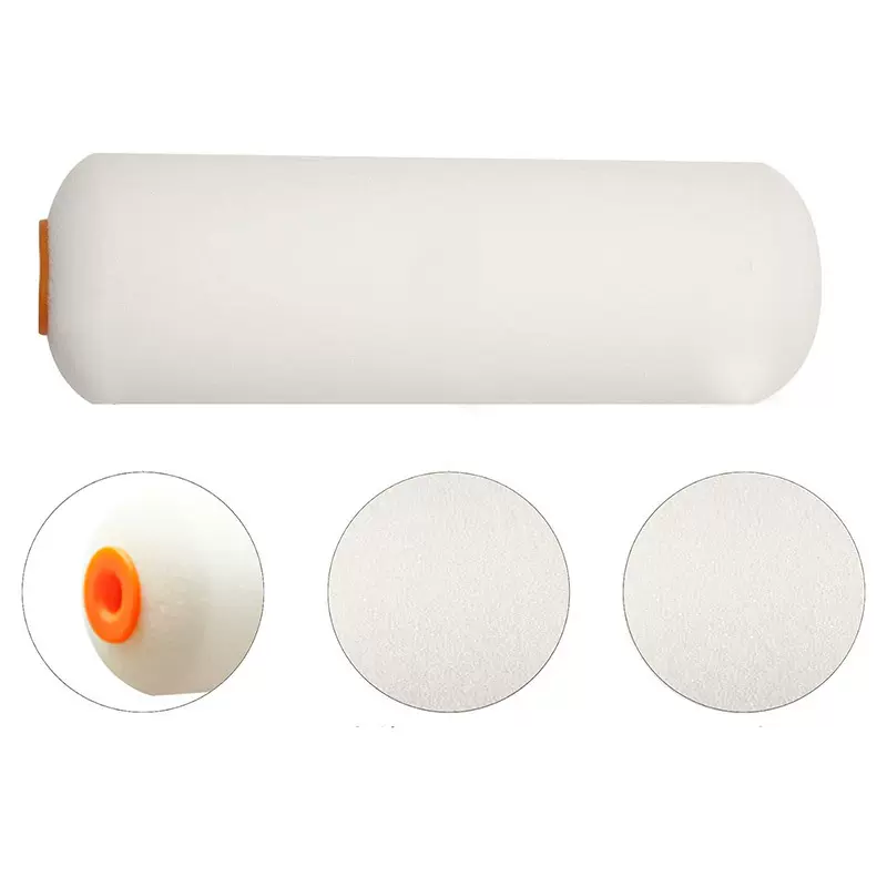4寸圆头高密度海绵滚筒刷涂装建材用白色海绵头毛刷油漆刷清洁刷