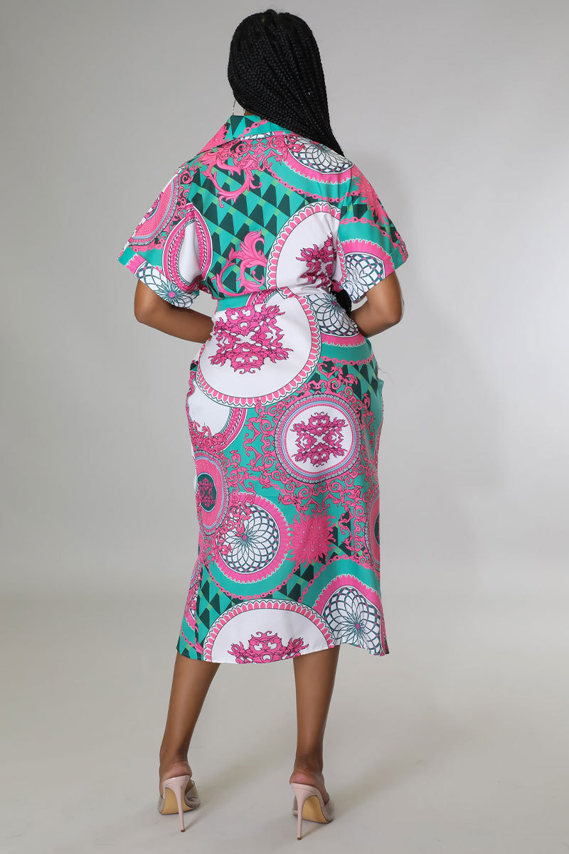 Women's Shirt Dress Casual Turndown Printing Short Sleeve Flower Midi Dress Daily display picture 1