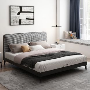 Nordic Technology Fabric Bed Modern Simple Master Bedroom Secondary Bedroom Double Bed Small Apartment Light Luxury Internet Celebrity New Product