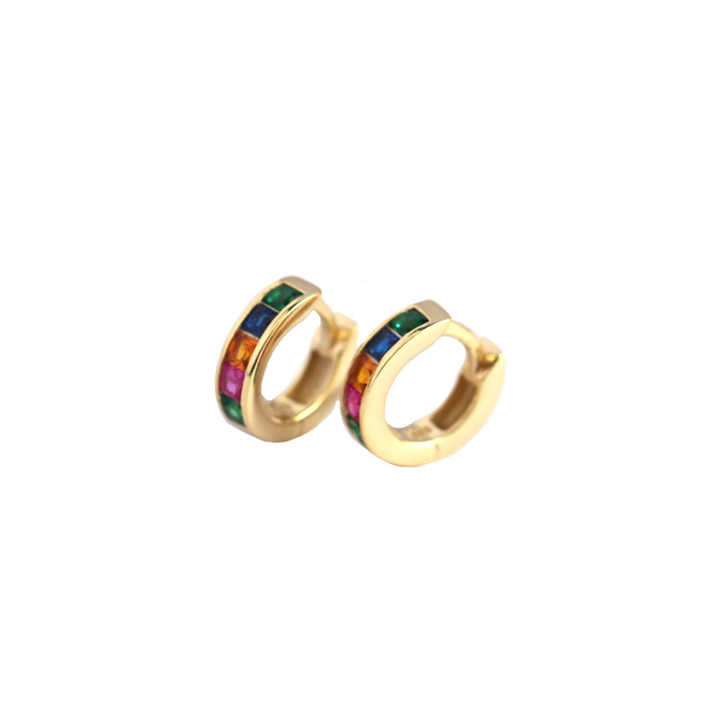 Fashion Geometric Copper Silver Needle Plating Zircon Earrings 1 Pair