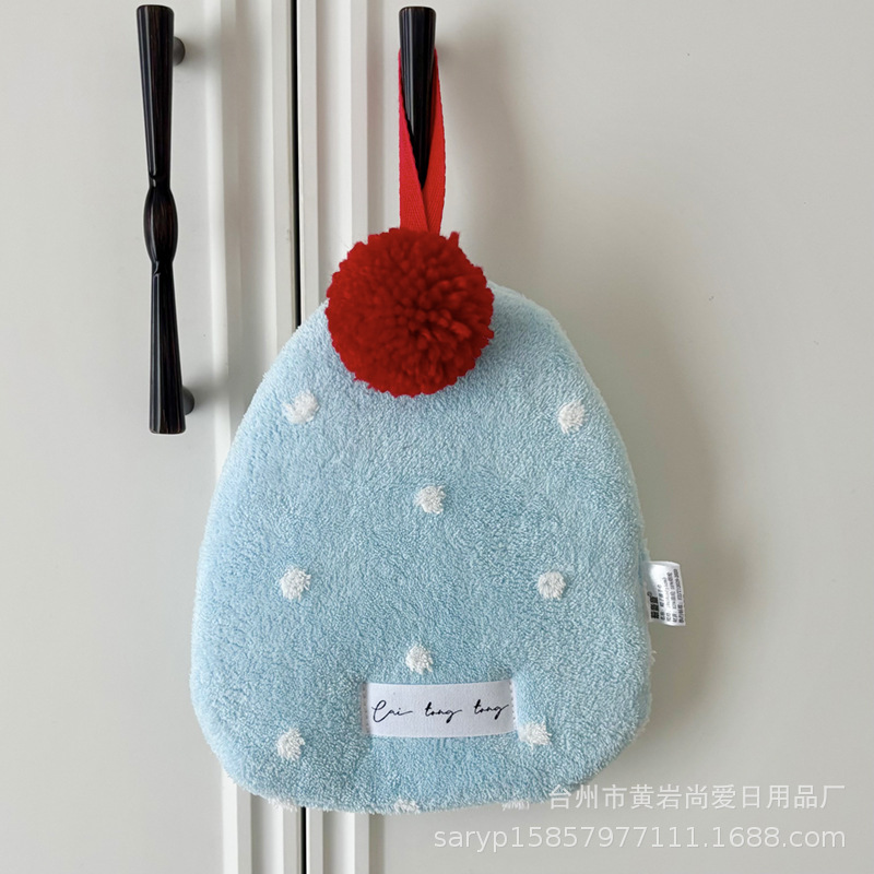 リトルレッドブック水玉模様の小さな帽子ファーボールハンドタオルはバスルームキッチンハンドドライタオルかわいいギフトタオルに掛けることができます|undefined