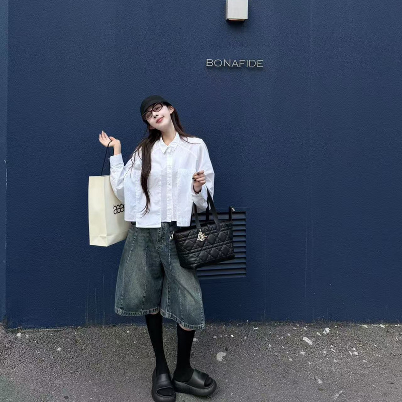 2026 early autumn new Korean style elegant loose slimming versatile long-sleeve shirt and high-waisted retro slimming jeans