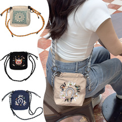 2025 新しい日本刺繍携帯電話バッグシンプルなバッグ女性のファッション多用途ポータブルトレンディなクロスボディショルダーバッグ女性