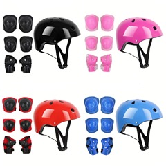 New Plum Blossom Black Bubble Helmet Turtle Protective Gear Set Seven-piece Balance Scooter Scooter Wheel Skates Skate Shoes Protective Gear Set
