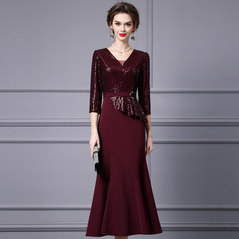 Zhili's High-End Beaded Long Mermaid Dress for Important Occasions, Suitable for Slightly Plump Figures, 2026 New Spring Model