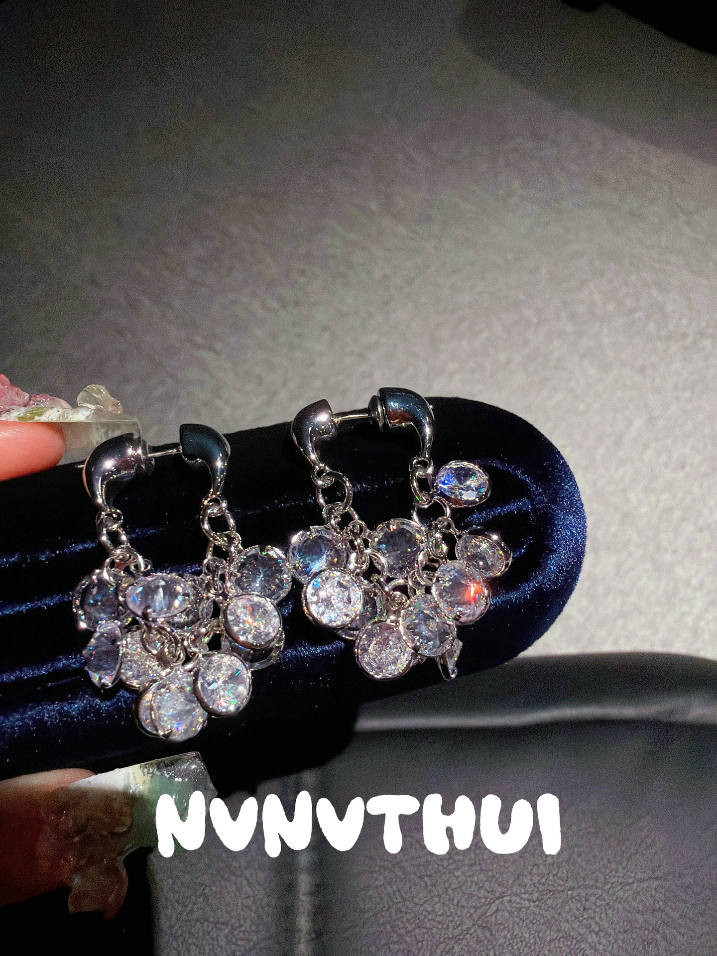 A1905-3842QIP [Bright Grape Bunch] Front and Back Earrings ~ No Box
