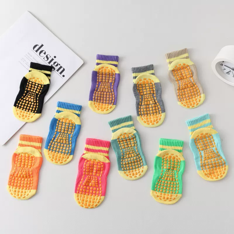 条纹地板袜 蹦床袜防滑袜   男女洗浴浴场沙滩袜 瑜伽点胶袜儿童