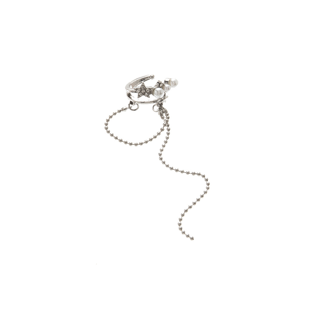 Long Tassel Ball Bead Chain Diamond Pearl Inlaid Female Ear Clip Without Pierced display picture 8