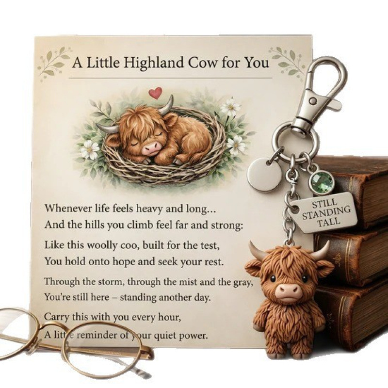 跨境A Little Highland Cow For You Keychain高地牛月份钥匙扣