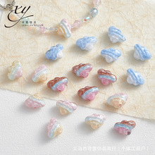油画立体彩色云朵树脂珠子串珠散珠子手工diy饰品配件手机链包挂