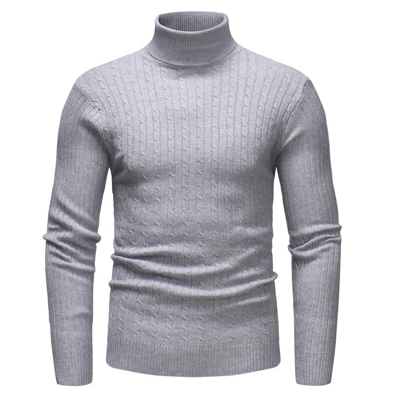 Демисезонный вязаный свитер, городской стиль, воротник-стойка, Slim Fit (2–2XL, múltiples цветов)