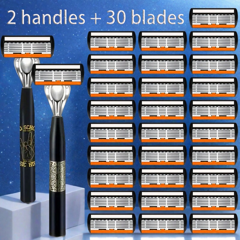 Cross-border dropshipping six-layer razor blade manual razor metal blade holder blade combination shaver Cross-border dropshipping six-layer razor blade manual razor metal blade holder blade combination shaver