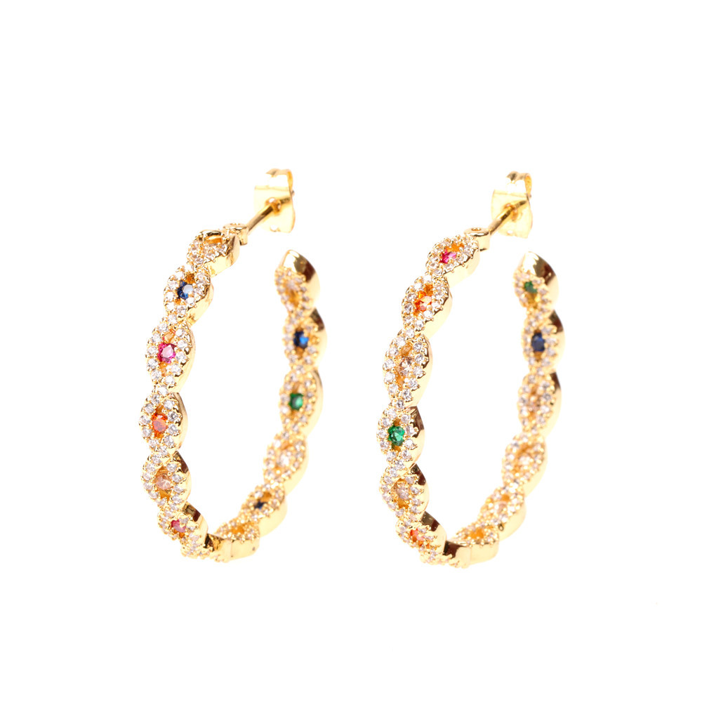 Boucles D&#39;oreilles En Forme De C En Zircon Cuivre display picture 2