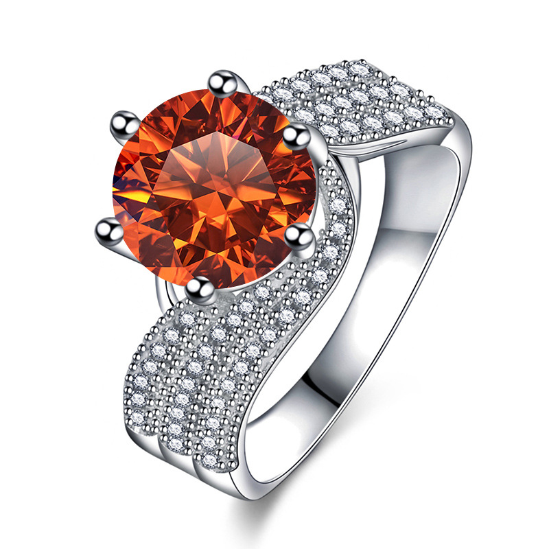 Anillo de diamante de diamante de plata esterlina 925 5 quilates, anillo de regalo de cumpleaños para la novia.