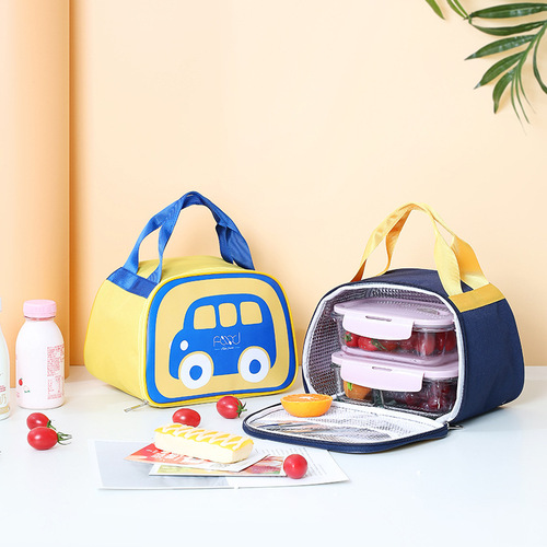 Cartoon car insulation bag lunch box cartoon handbag lunch with rice aluminum foil thickened waterproof lunch box bag lunch bag