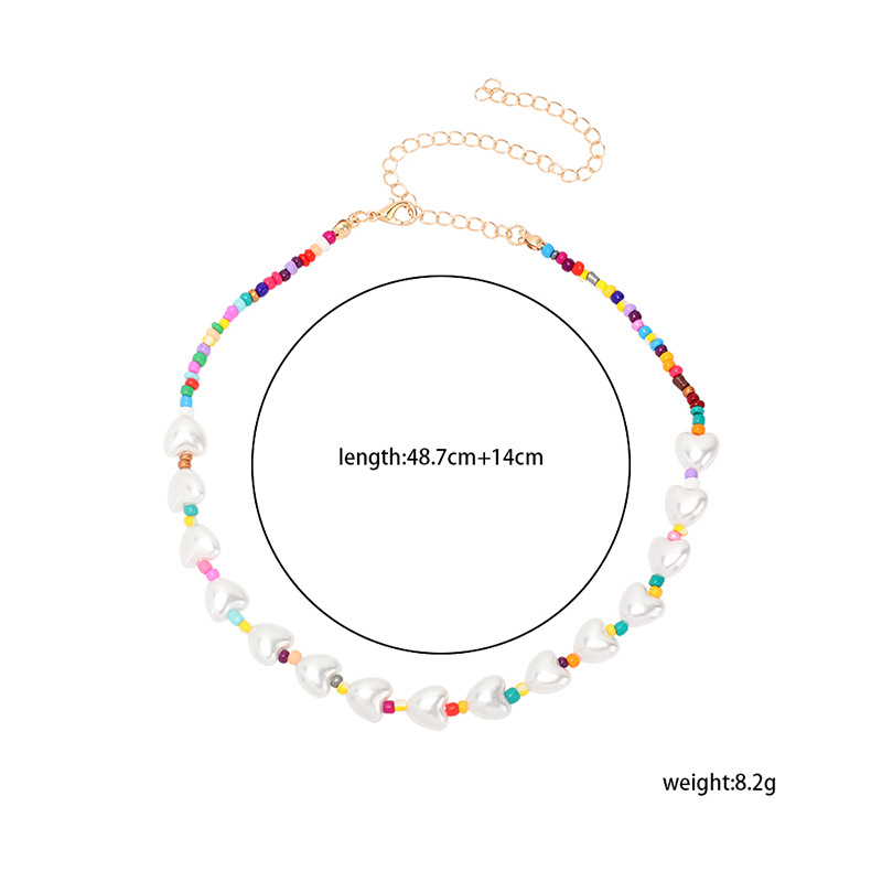 ethnic style heart pearl necklace bracelet combination setpicture1