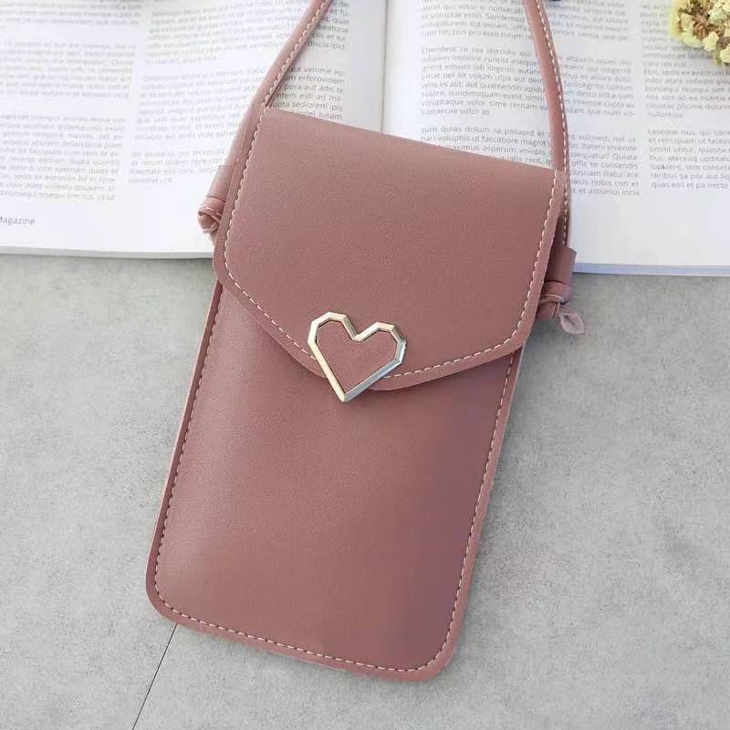 Nuevo amor pequeño bolso moda simple mini bolso de hombro portátil hebilla monedero transparente PVC pantalla táctil bolso del teléfono móvil