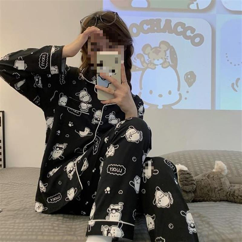 ピンクガールガール長袖クラウドコットンベア 24 漫画パジャマ女性の春と秋の大きいサイズのホームウェアパジャマ|undefined