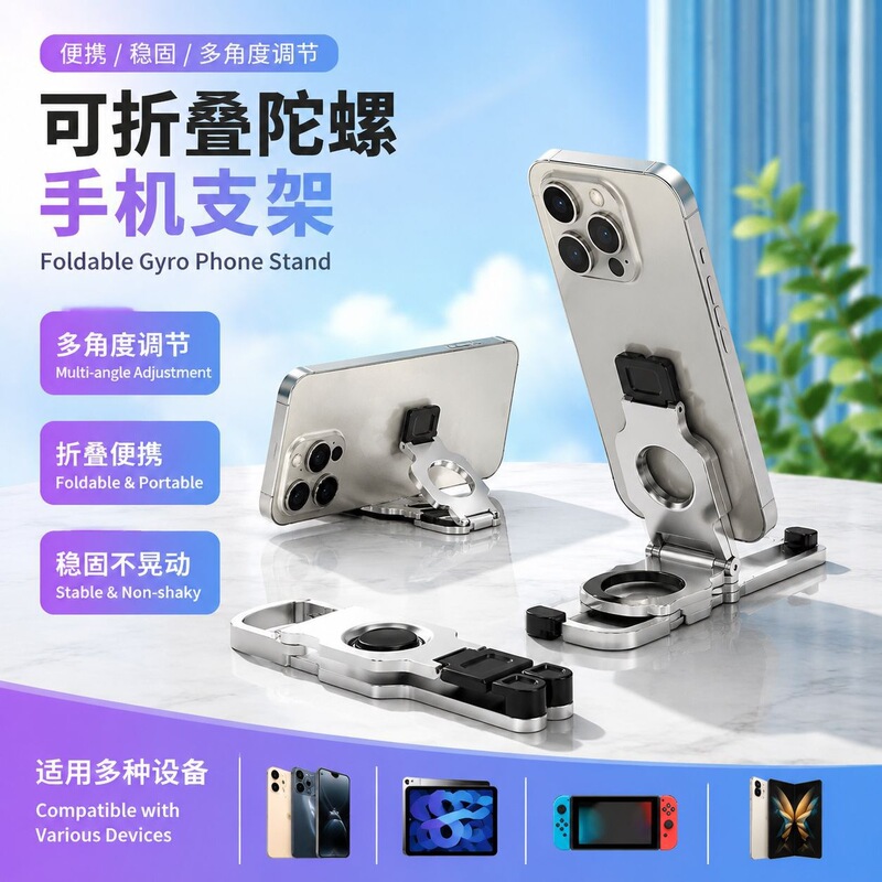 New 360-degree rotating fingertip spinner phone stand keychain, multifunctional outdoor travel folding gadget for binge-watching