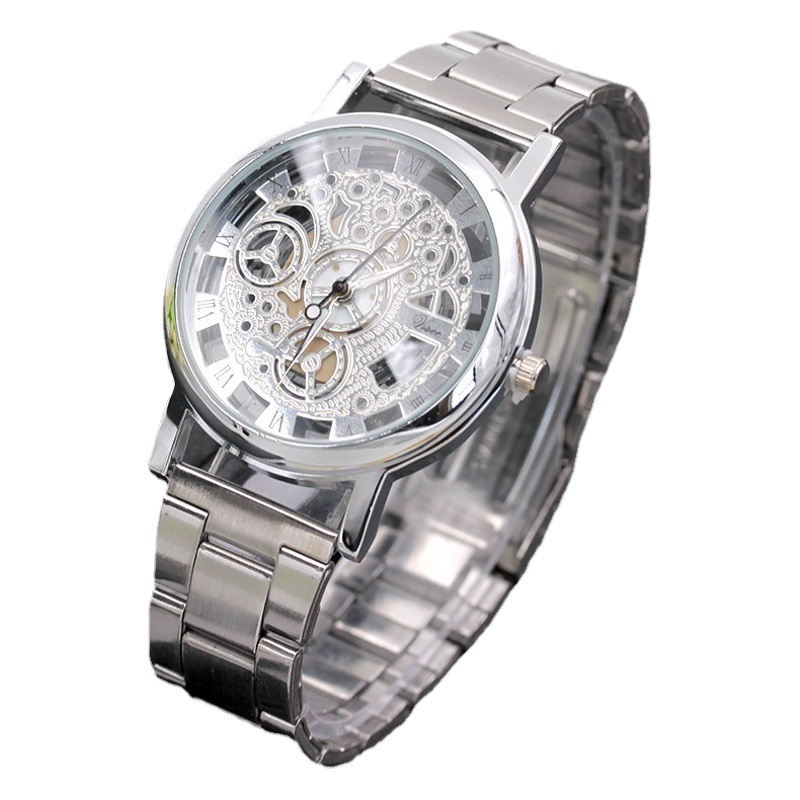 Ginebra transfronteriza nueva perspectiva reloj de correa de acero hueco reloj no mecánico reloj de hombre en stock reloj de hombre al por mayor