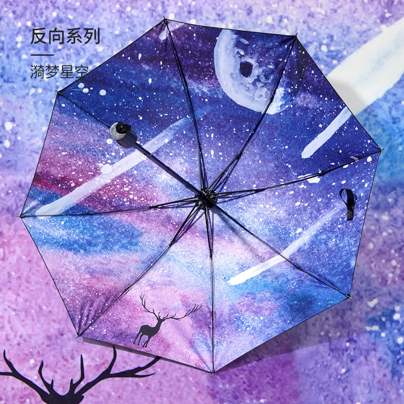 Fully Automatic Starry Sky Vinyl Sunshade Umbrella, Sun Protection Umbrella, Anti-Uv Umbrella, Custom Pattern Advertising Umbrella