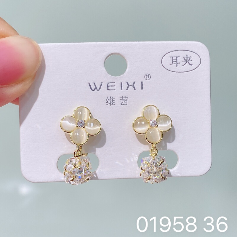 维茜新品精美闪耀锆石珍珠蝴蝶蝴蝶结耳夹女气质优雅免耳洞耳夹耳|undefined