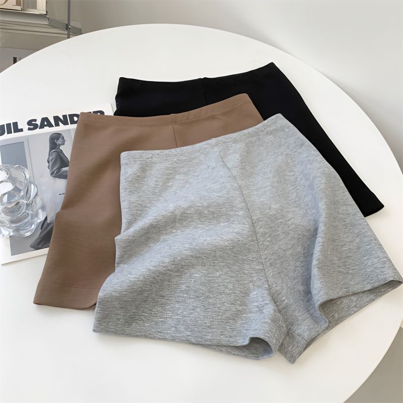 High-Waisted Elastic Shorts for Women's Summer Outer Wear, Solid Color Slimming Sports Bottoming Yoga Hot Pants for Women