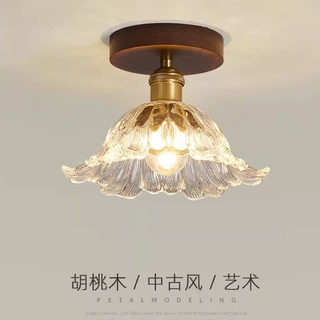中古风胡桃色阳台走廊过道灯现代简约门厅玄关入户灯吸顶灯见描述