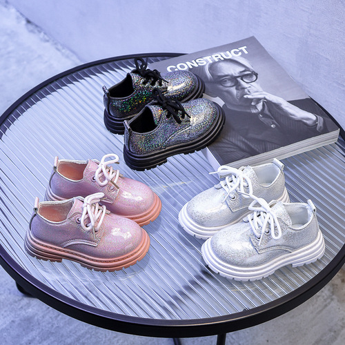 Boys' and Girls' British Style Casual Small Leather Shoes 2025 Autumn Black Soft Sole Slip-on Baby Performance Shoes for Drop Shipping