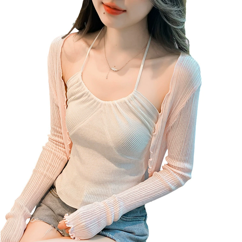 Summer knitted thin sweater, cardigan, cloak, lifting effect