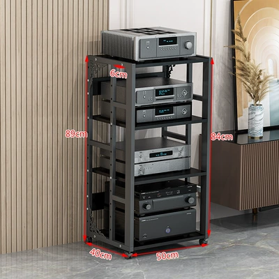 Amplifier rack multi-layer household Electric car big tripod - 4-layer-d-black-rack-black-walnut-board