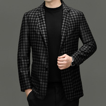 BG58007新款海宁皮衣男绵羊皮白鹅绒内胆羽绒外套西服修身