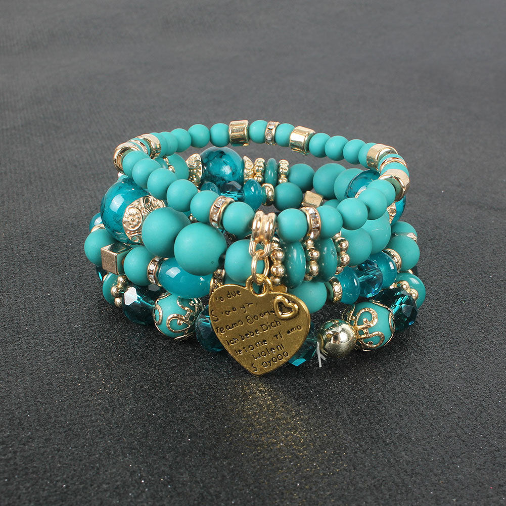 Fashion Heart Pendant Beaded Bracelet display picture 6