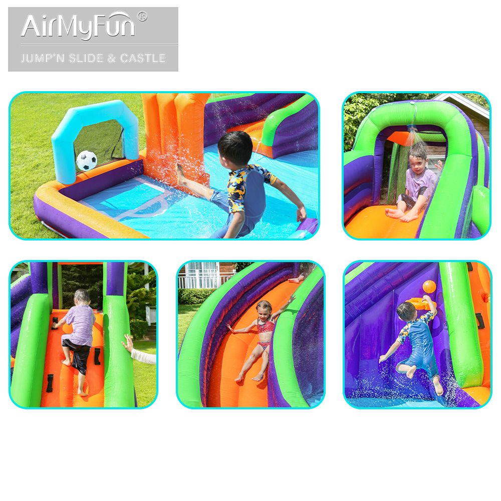Castillo inflable AMF con rociador de agua, juguete para niños, parque infantil, tobogán de agua para el hogar, trampolín pequeño, castillo inflable para interiores