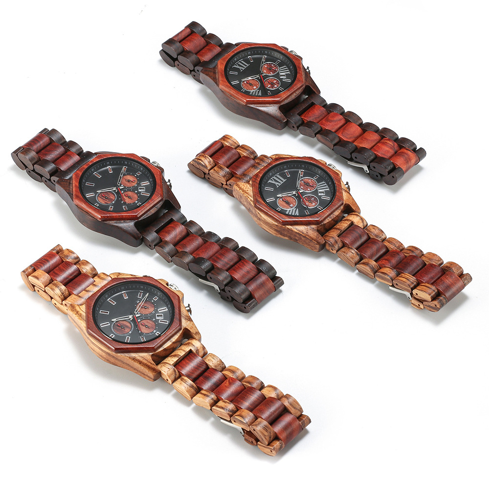 Nouvelle mode créative multi-fonctionnelle ensemble montre à Quartz vente chaude hommes bois montre tempérament montre_voghion.com