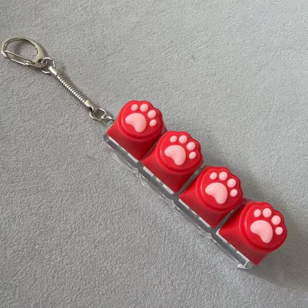 Cross-Border Macaron Color Silicone Cat Paw Pinch Tetris Tester Keyboard Decompression Button Keychain