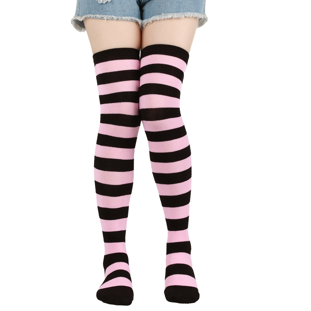 Calze lunghe a righe per donna, calzini sopra il ginocchio, calzini da donna per feste di cosplay anime_voghion.com