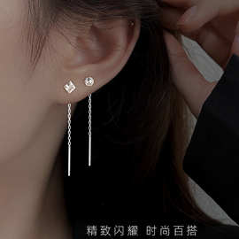 S925纯银女流苏长款银耳线耳钉简约银耳环女养耳洞饰品