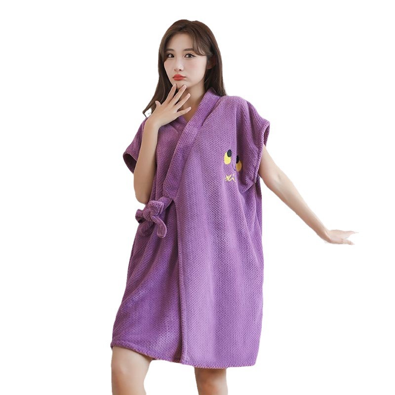 긴팔 목욕 가운을 두껍게 한 흡수성 긴 목욕 타월 여성은 플러스 사이즈 가정용 목욕 빠른 건조 목욕 스커트 도매로 착용하고 포장 할 수 있습니다.