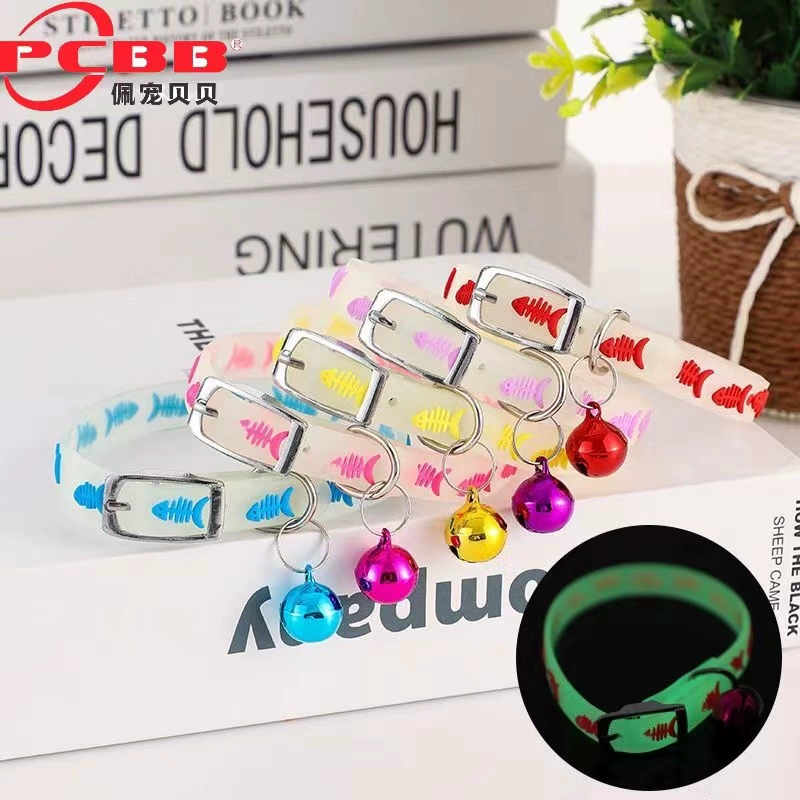 Новый флуоресцентный силиконовый ошейник для кошек и щенков светящийся ошейник для ночных путешествий с защитой от потерь в наличии