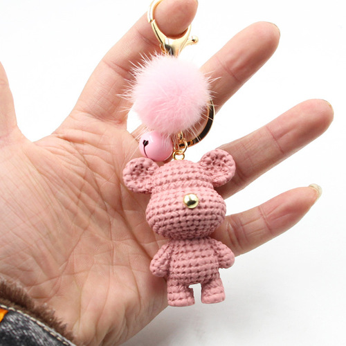 KOOROL Water Fox Resin Famous Yarn Bear Keychain Pendant Violent Bear Bell Rabbit Bag Charm