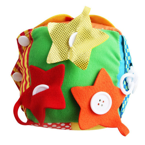 Daily life simulation plush fabric building blocks Baby zipper shoelace cognitive toy square ball