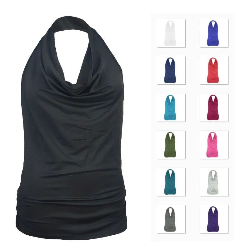 Женская майка-безрукавка 2025 года в стиле Amazon, однотонная, с драпировкой на спине, в европейском и американском стиле, сексуальная, без рукавов