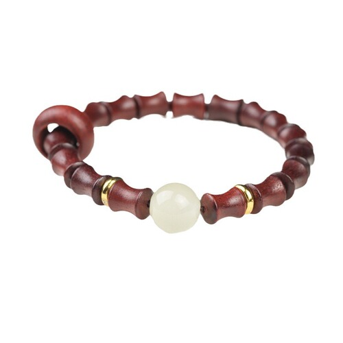 Small Leaf Rosewood Blood Rosewood Bamboo Section High Rise Bead Bracelet, Moonlight Stone Running Ring Novelty Bracelet for Men and Women, Buddhist Prayer Beads