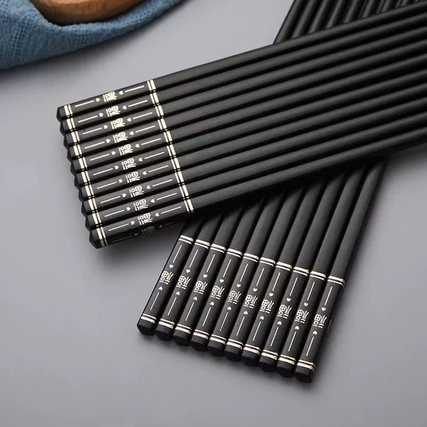 Factory direct black bronzing character chopsticks family hotel household high-grade alloy chopsticks wholesale