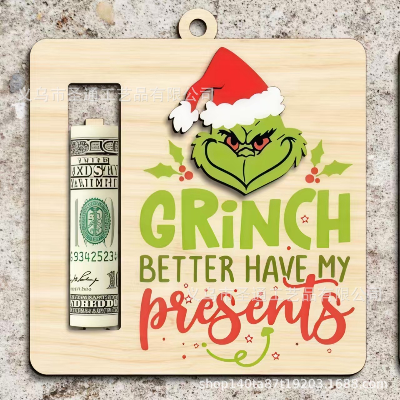 Navidad Cartoon Money Holder Ornament Navidad Green su cartera