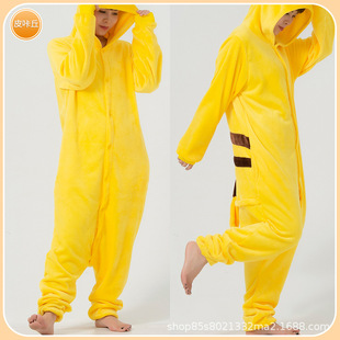 Flannel cartoon one-part pajamas Pokemon Pikachu autumn and winter home clothes can be mixed batch